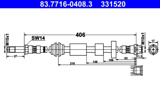 ATE 83.7716-0408.3 Brake hose