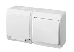 Elektro Plast SOCKET+SWITCH HERMES IP44 Baltas kaina