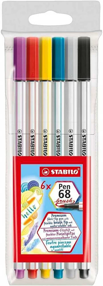 Teptukiniai flomasteriai PEN 68, 6 spalvų