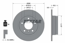 TEXTAR 92055703 Brake Disc kaina