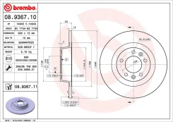 Stabdžių diskas BREMBO 08.9367.11 kaina