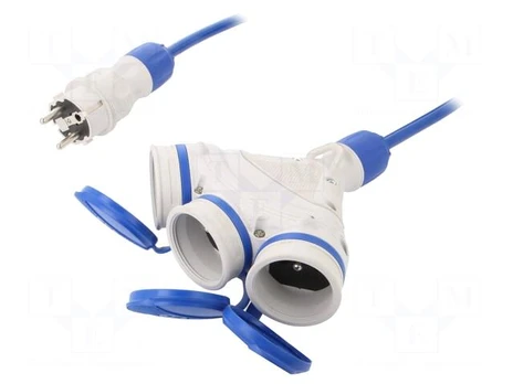 Extension lead | 3x1.5mm2 | Sockets: 3 | PUR | blue | 25m | 16A | EXTREM