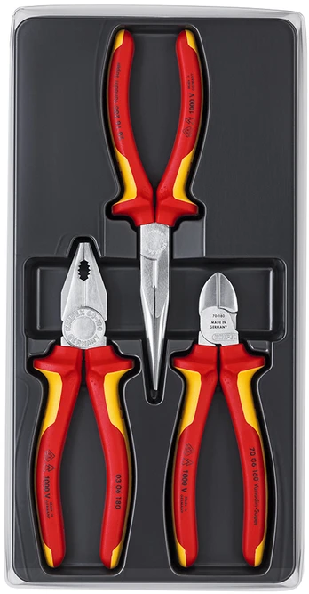 Plokščių replių komplektas Knipex 002012, 3 vnt.