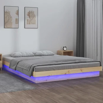 Lova Lovos rėmas su LED, 140x190cm, medienos masyvas