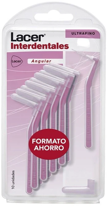 Tarpdančių šepetėlis Lacer Angular, baltas/rožinis, 10 vnt.