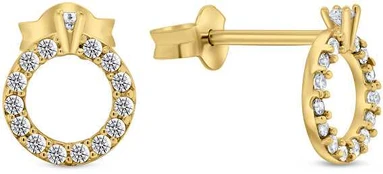 Brilio Silver Sparkling Gold Plated Earrings EA357Y