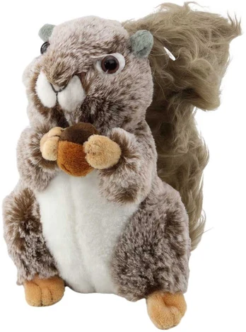 Lean Toys Plush Cuddly Toy Squirrel with a Nut Brown 18cm