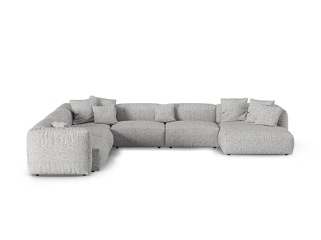 Boucle Modular Left Corner Sofa, "Martina", 6 Seats, 420x330x75, Silver