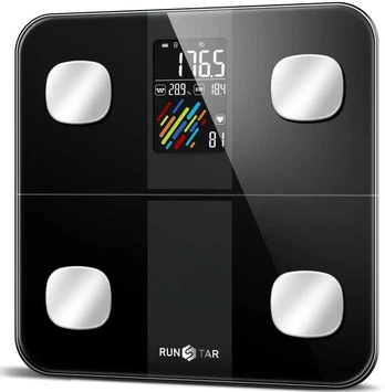 Virtuvinės svarstyklės RunStar 4E SmartView Body Scale, juodas (FG2019LB)