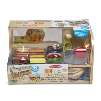 MELISSA & DOUG playset Wooden Slice & Stack Sandwich Counter