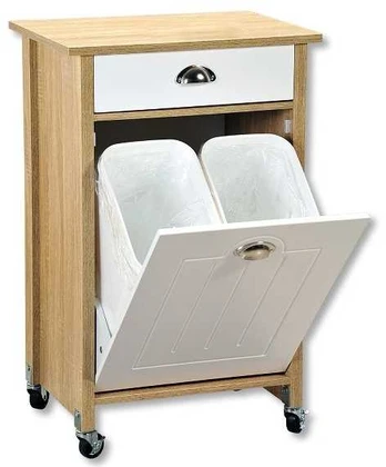 Bar on wheels with garbage collection basket, oak sonoma, Kesper