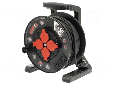 Extension lead | 3x1.5mm2 | reel,with non-rotating sockets | black