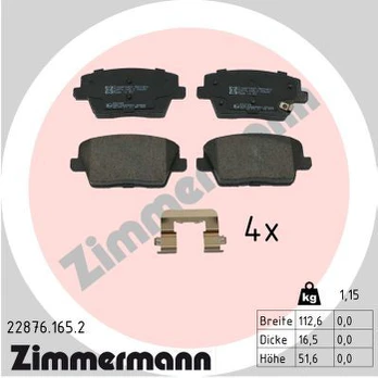 Stabdžių trinkelių rinkinys, diskinis stabdys ZIMMERMANN 22876.165.2
