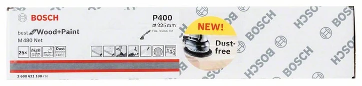 Šlifavimo tinklelis BOSCH M 480, 225 mm, G400, 25 vnt., UŽS