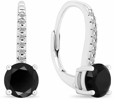 Brilio Silver Sparkling sidabrinis earrings with juodas zirconia EA415WBC