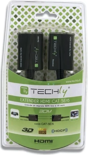 Buitinis ilgintuvas Techly HDMI Extender by Cat 5e/6, juoda