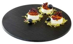Multi Serveringplade Melamin Ø30x1 cm Skiferlook sort,1 stk