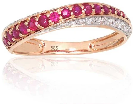 Auksinis žiedas su deimantais Diamond Sky "Roxana IV" iš raudono, 585 prabos aukso