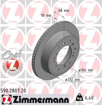 Stabdžių diskas ZIMMERMANN 590.2807.20