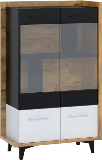 Vitrina Meblocross Box 12 2D, ąžuolo/baltos spalvos