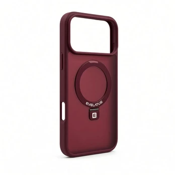 Nugarėlės dėklai Evelatus Apple iPhone 18 Pro Max Shield Case With MagSafe & Stand Matte Ring Burgundy