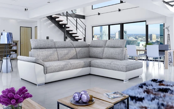 Kampinė sofa Loreto su patalynės dėže, audinys Berlin 01, Soft 17