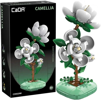 CaDA statybinių kaladėlių rinkinys Kamelia 23 cm vazone C59029W 301 detalė