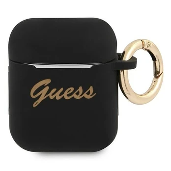 Guess telefono dėklas  AirPods GUA2SSSK black Silikoninis Vintage Script