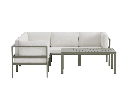 Copacabana Corner Sofa 3 + 2 with table - Brown / White Bouclé