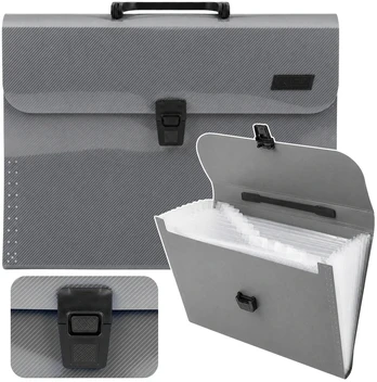 Lean Folder Folder Organizer for Documents, 13 Compartments, Gray, A4, Holder