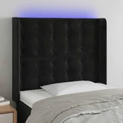 Galvūgalis su LED, juodos spalvos, 103x16x118/128cm, aksomas kaina