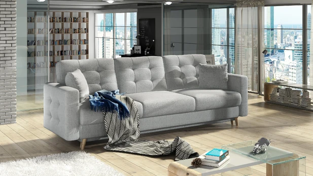 Sofa - lova Asgard su patalynės dėže pilka, Solid 09