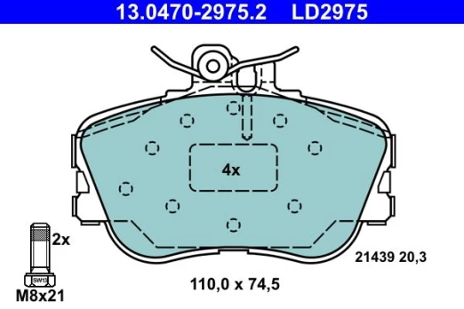 ATE 13.0470-2975.2 Brake pad set