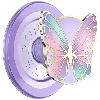 PopSockets Enamel Butterfly Prism MagSafe phone grip and stand lavender