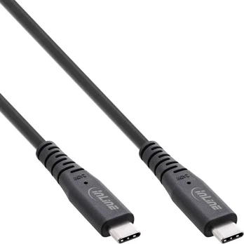 „InLine® USB4“ kabelis, USB-C ST/ST, PD 240W, 8K60Hz, TPE juodas, 1,5m