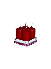 Žvakė cilindras (4x8 cm) Bordo 4 vnt.