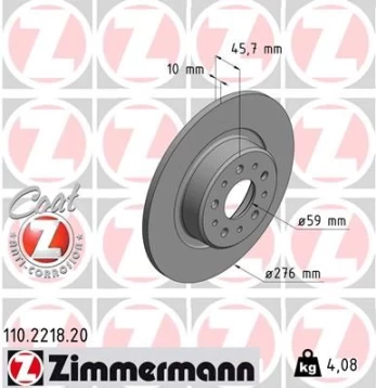 Stabdžių diskas ZIMMERMANN 110.2218.20