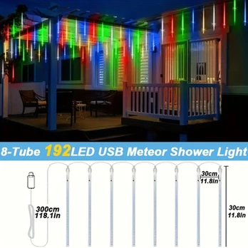 USB meteorų LED lemputės, White Lights