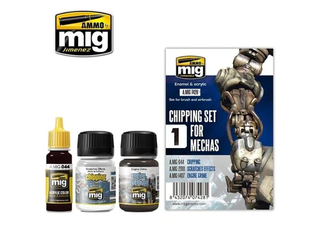 AMMO by MIG Jimenez AMMO MIG - Sendinimo rinkinys CHIPPING SET FOR MECHAS, 7428