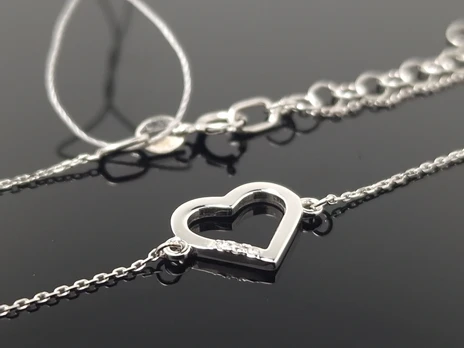 Best Diamonds Balto aukso apyrankė Širdelė su briliantais