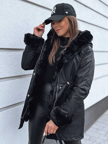 Juoda moteriška striukė su juodu kailiu Arctic