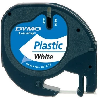 Spausdinimo juostelė plastikinė 12mm x 4m balta 59422 / 91201 DYMO
