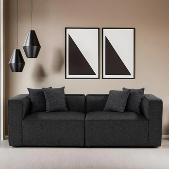2-vietė sofa, Mora, antracitas, rėmas: BUKAS IR EGLĖS IR DIDŽŲ PLOKŠTĖ