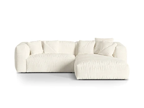 Boucle Modular Right Corner Sofa, "Martina", 2 Seats, 280x176x75, Ivory