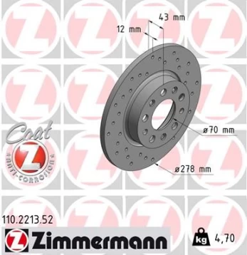 Stabdžių diskas ZIMMERMANN 110.2213.52