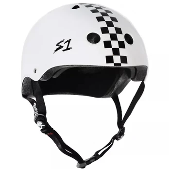 S-ONE HELMET MEGA LIFER WHITE WITH CHECKERS M