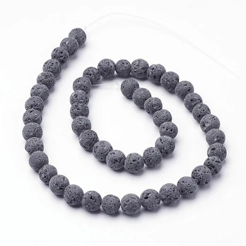 Natūralūs Lavos karoliukai 4 mm., 1 gija