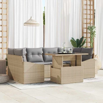 Sodo Sofa Komplektas 7 dalių rinkinys Smėlio ir Pilkas