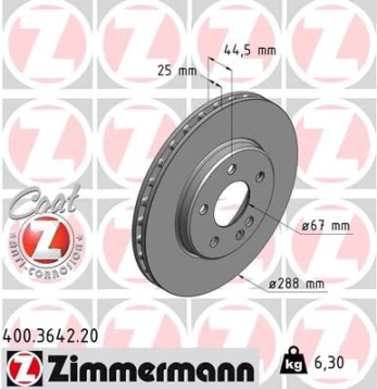 Stabdžių diskas ZIMMERMANN 400.3642.20