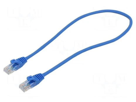 Patch cord | RJ45 plug,both sides | U/UTP | 5e | CCA | blue | 0.5m | 26AWG